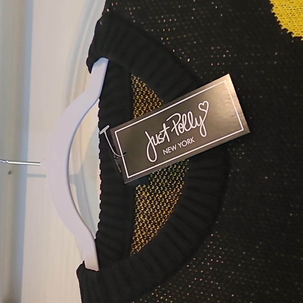 JUST POLLY NEW YORK BLACK YELLOW SMILE FACE DESIGN - Picture 4 of 8